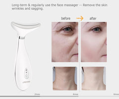White Electric Face Massager Anti Wrinkles, Skin Tightening Beauty Massager for Facial & Neck, Facial Toning Device Massager for Rejuvenates Skin Lifting, USB Rechargeable, Portable