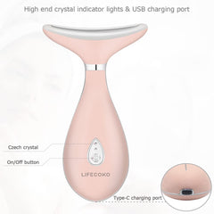 Pink Electric Face Massager, Anti Wrinkles Massager for Facial & Neck, Microcurrent Skin Lift Device, Face Tightening Beauty Massager Machine, USB Rechargeable, Portable