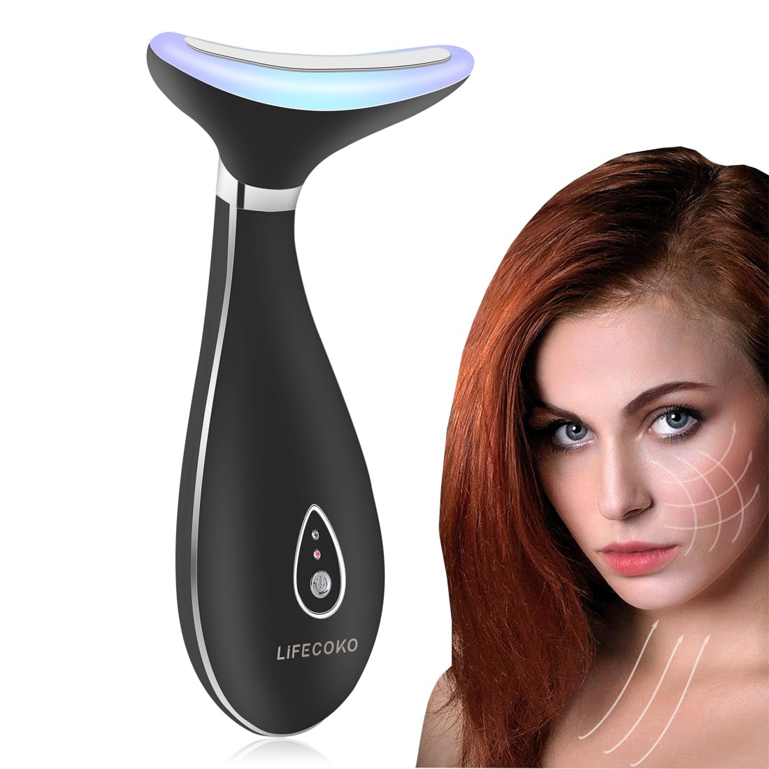 Black Electric Face Massager, Anti Wrinkles Massager for Facial & Neck, Microcurrent Skin Lift Device,  Face Tightening Beauty Massager Machine, USB Rechargeable, Portable（副本）