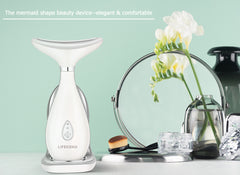 White Electric Face Massager Anti Wrinkles, Skin Tightening Beauty Massager for Facial & Neck, Facial Toning Device Massager for Rejuvenates Skin Lifting, USB Rechargeable, Portable