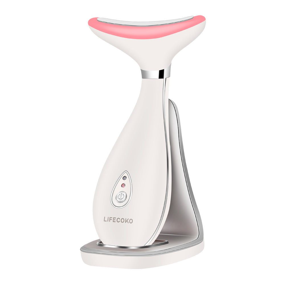 White Electric Face Massager Anti Wrinkles, Skin Tightening Beauty Massager for Facial & Neck, Facial Toning Device Massager for Rejuvenates Skin Lifting, USB Rechargeable, Portable